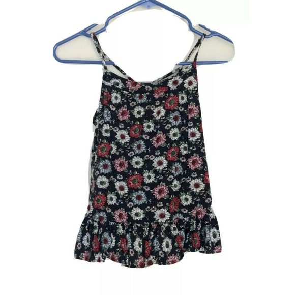 Forever 21 Girls Size 11 Size 12 Spaghetti Cross Straps Blouse Tank Top Floral - Picture 1 of 12